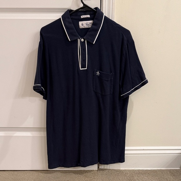Original Penguin Men's Dark Blue Polo with White Accents - Picture 1 of 2